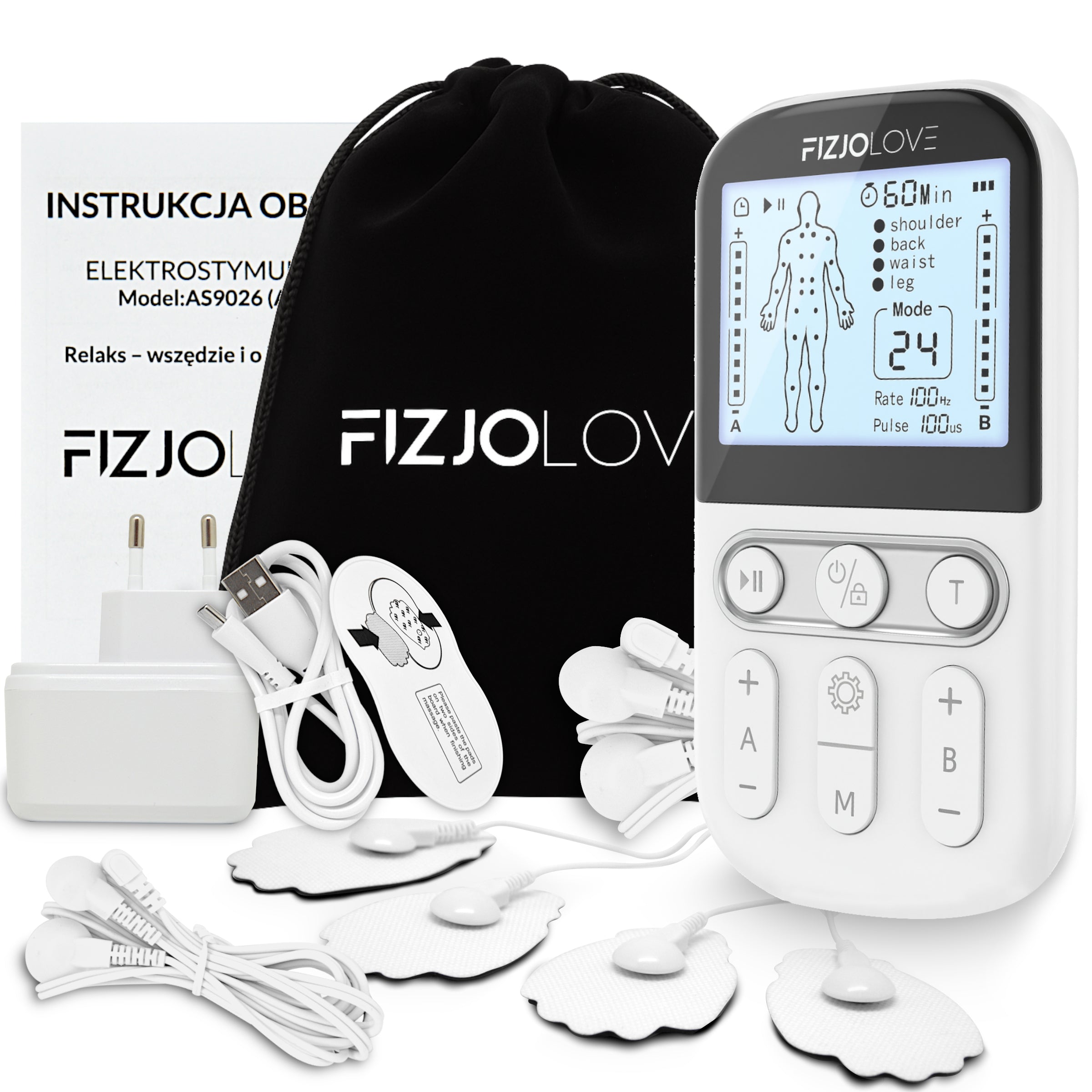 Elektrostymulator mięśni AS9026 Biały Fizjolove