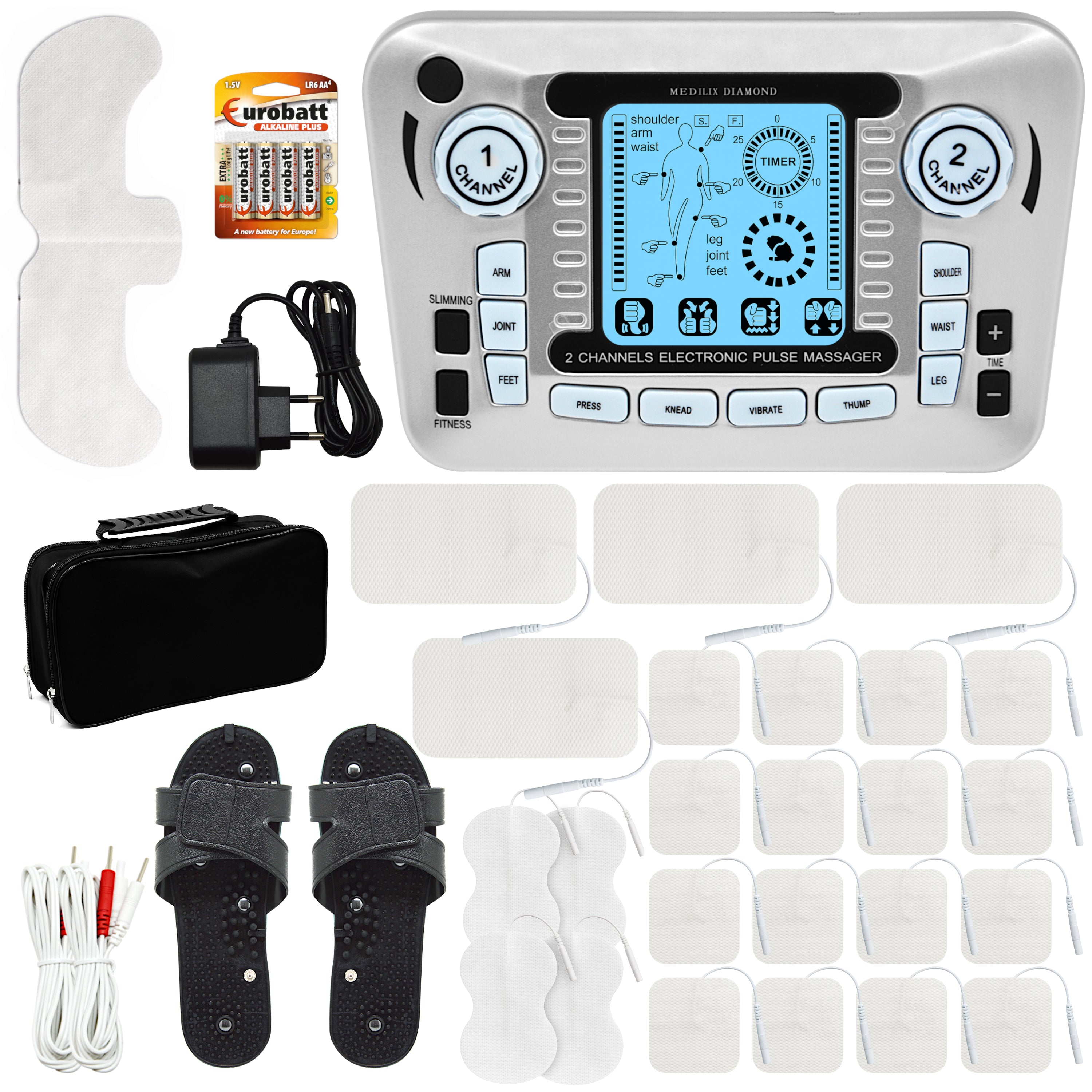 Elektrostymulator mięśni szary AS979 25 Elektrod XXL