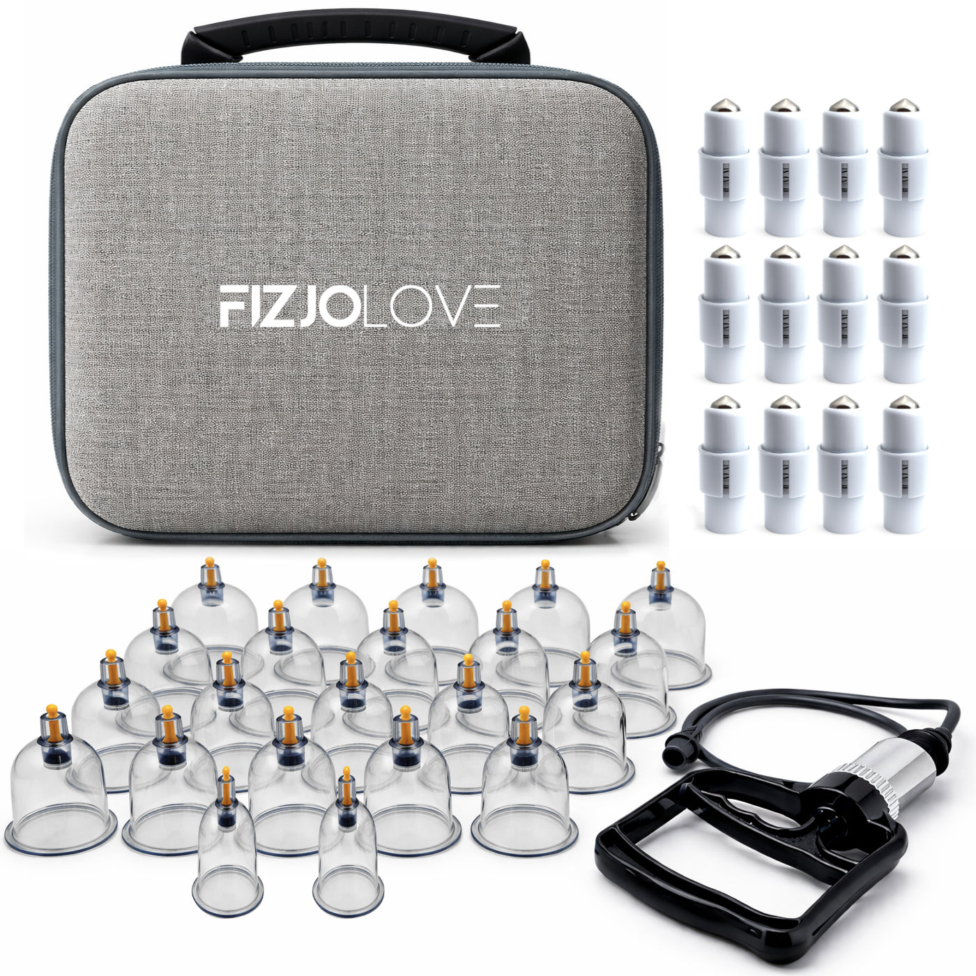 Bańki chińskie bezogniowe próżniowe do masażu - Zestaw 22 sztuki z pompką w etui