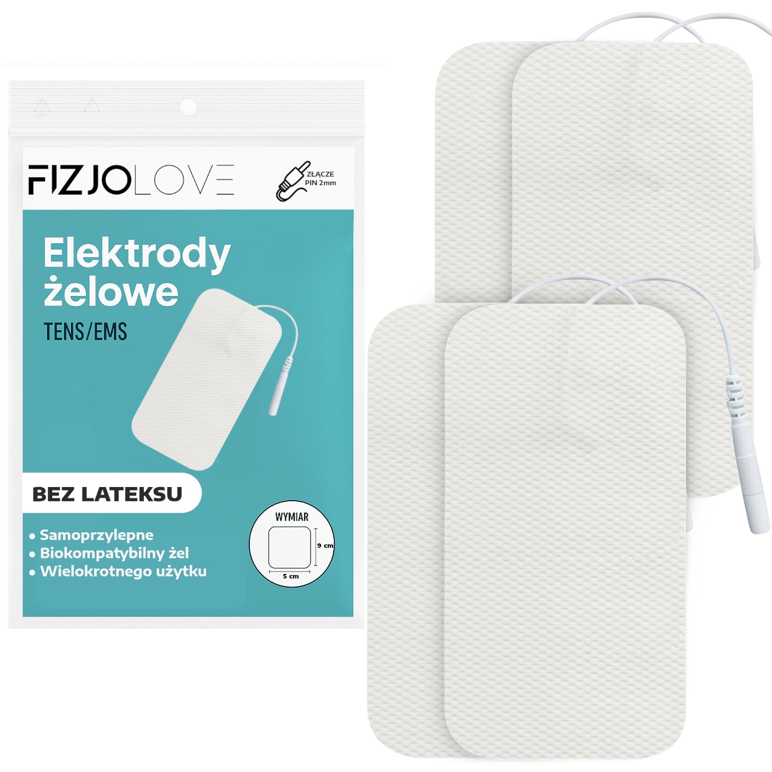 4x ELEKTRODA ŻELOWA ELEKTROSTYMULATOR TENS/EMS ELEKTRODY 9x5 cm