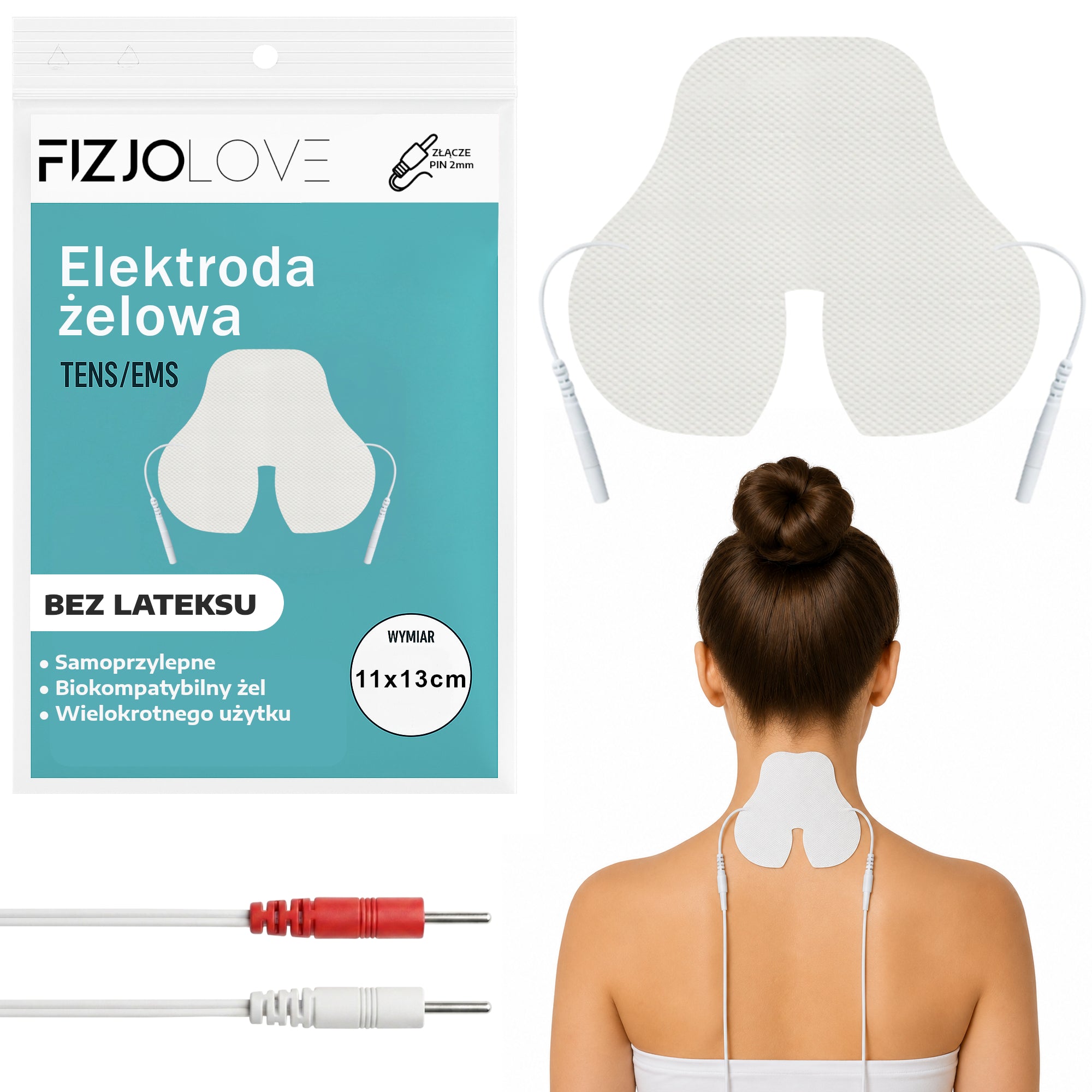 ELEKTRODA ŻELOWA ELEKTROSTYMULATOR TENS/EMS ELEKTRODY NA KARK SZYJĘ 13x11 CM