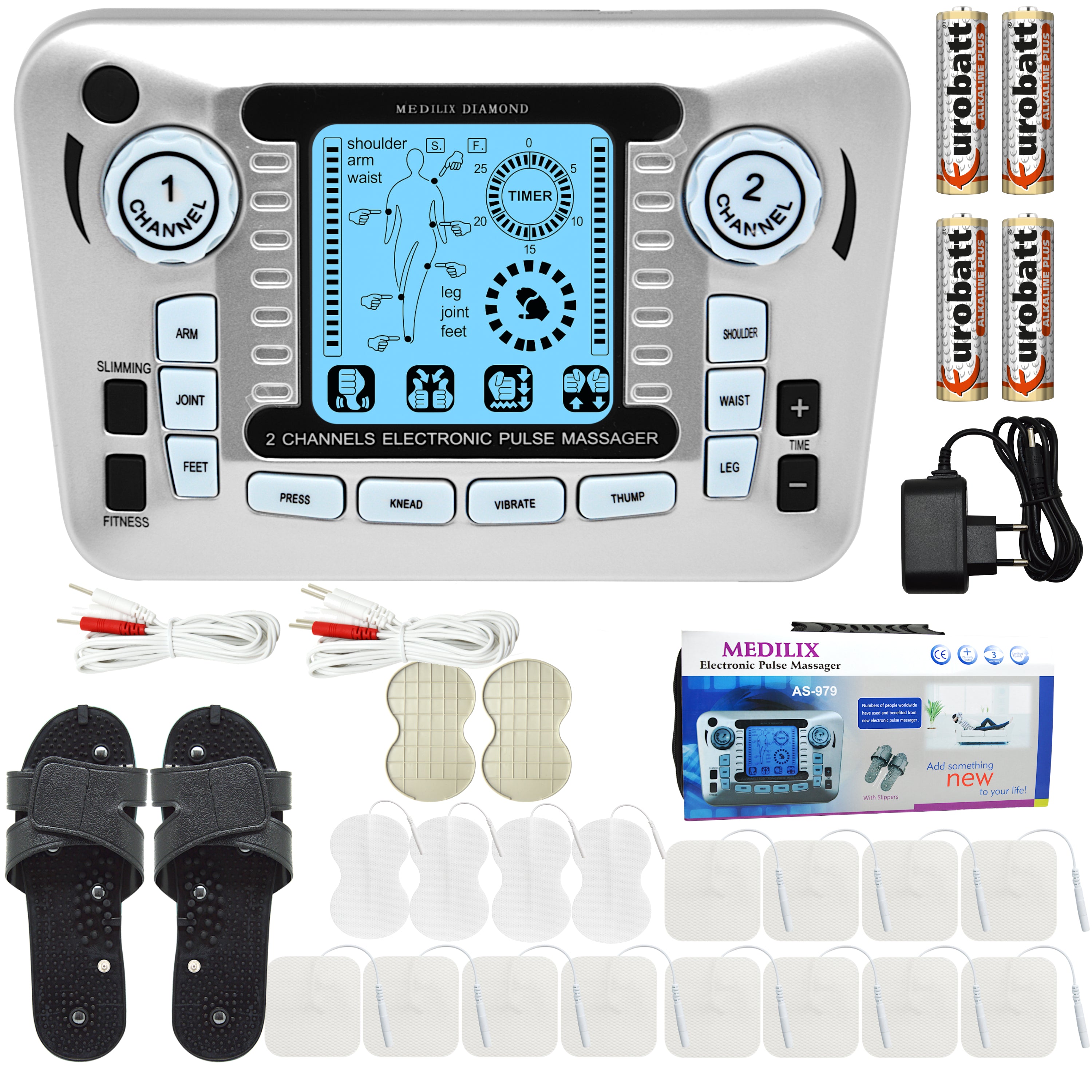 Elektrostymulator mięśni szary AS979 16 elektrod