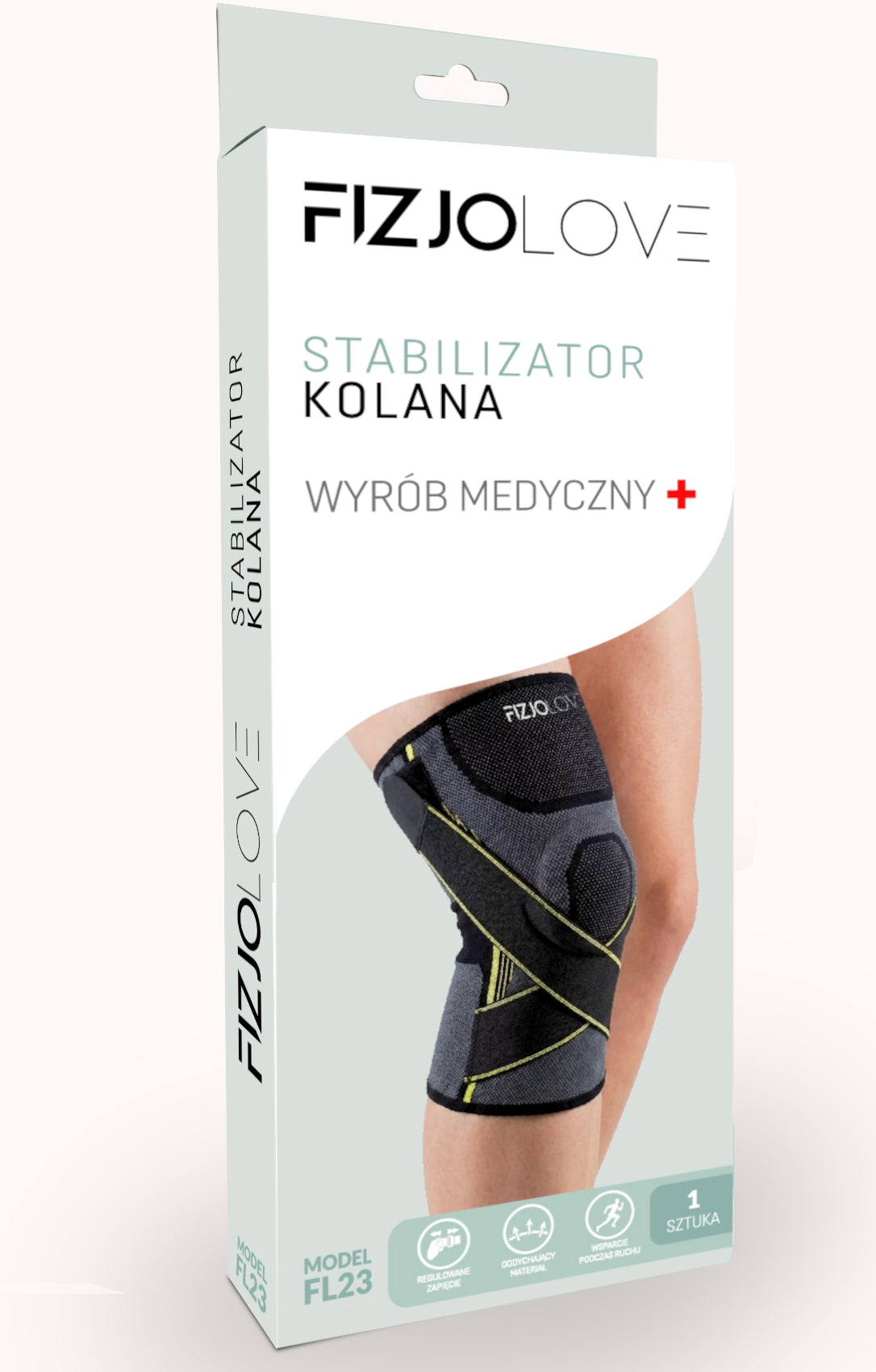 ORTEZA KOLANA STABILIZATOR WSPARCIEM RZEPKI OPASKA NA KOLANO ELASTYCZNA L FIZJOLOVE