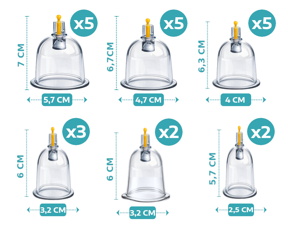 Bańki chińskie bezogniowe próżniowe do masażu - Zestaw 22 sztuki z pompką w etui