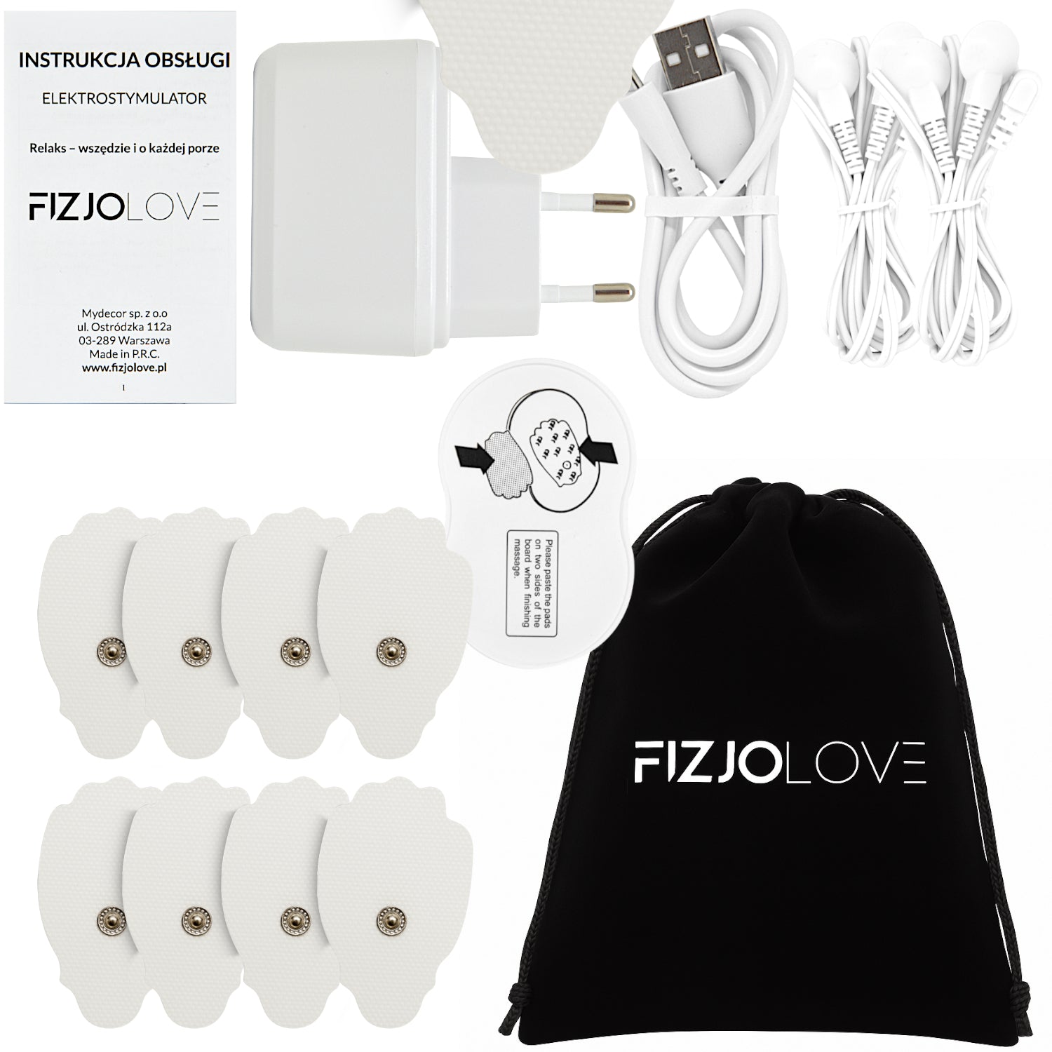 Elektrostymulator mięśni AS9034 Czarny Fizjolove 16 elektrod