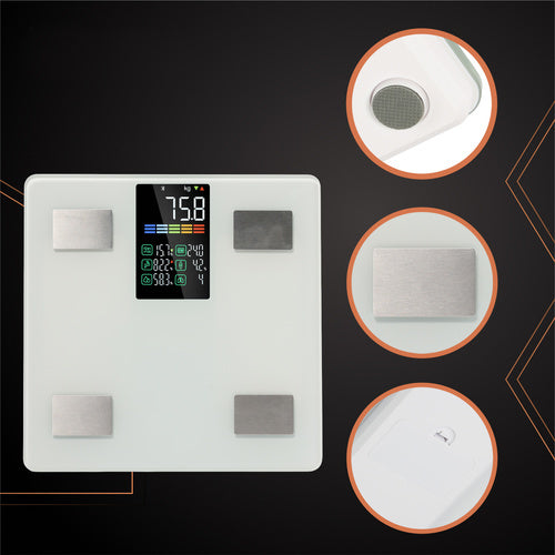 Elektroniczna waga łazienkowa analityczna LITE bluetooth pomiar tkanki BMI Biała