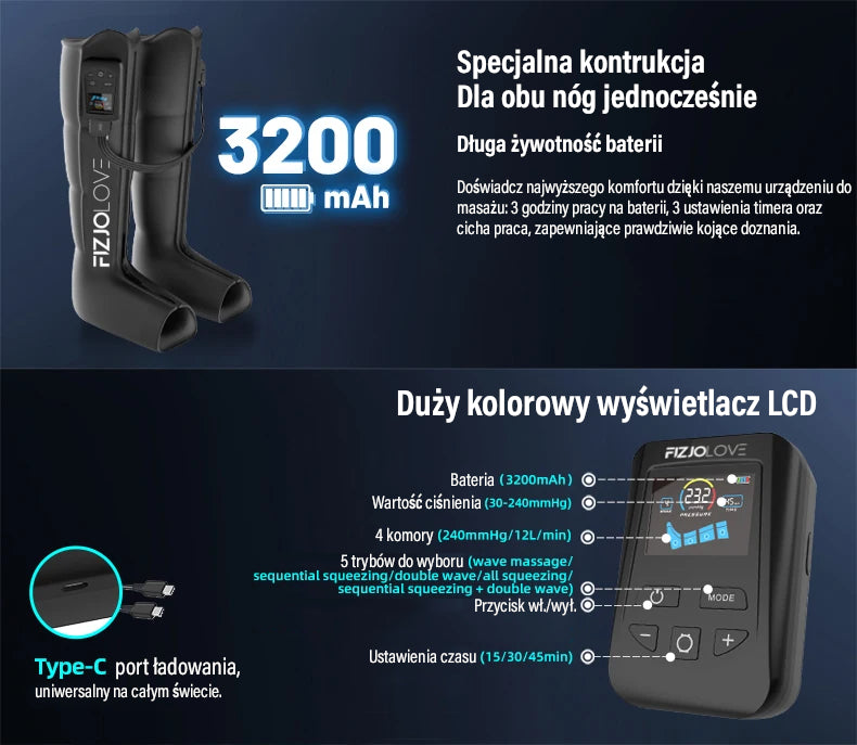 Drenaż Limfatyczny Urządzenie Uciskowe Masażer Nóg Presoterapia roz. M