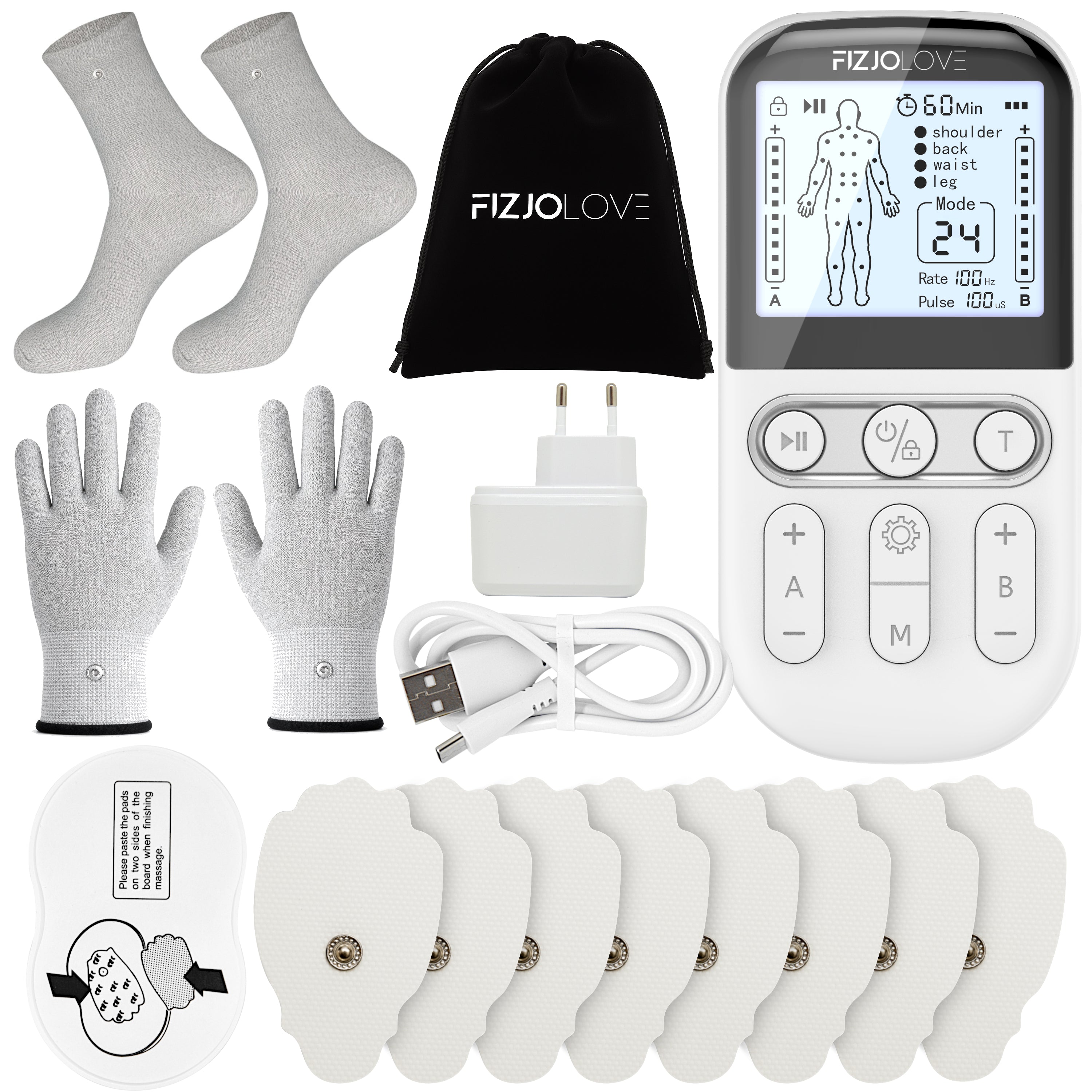 Elektrostymulator mięśni AS9026 ZESTAW XXL Fizjolove