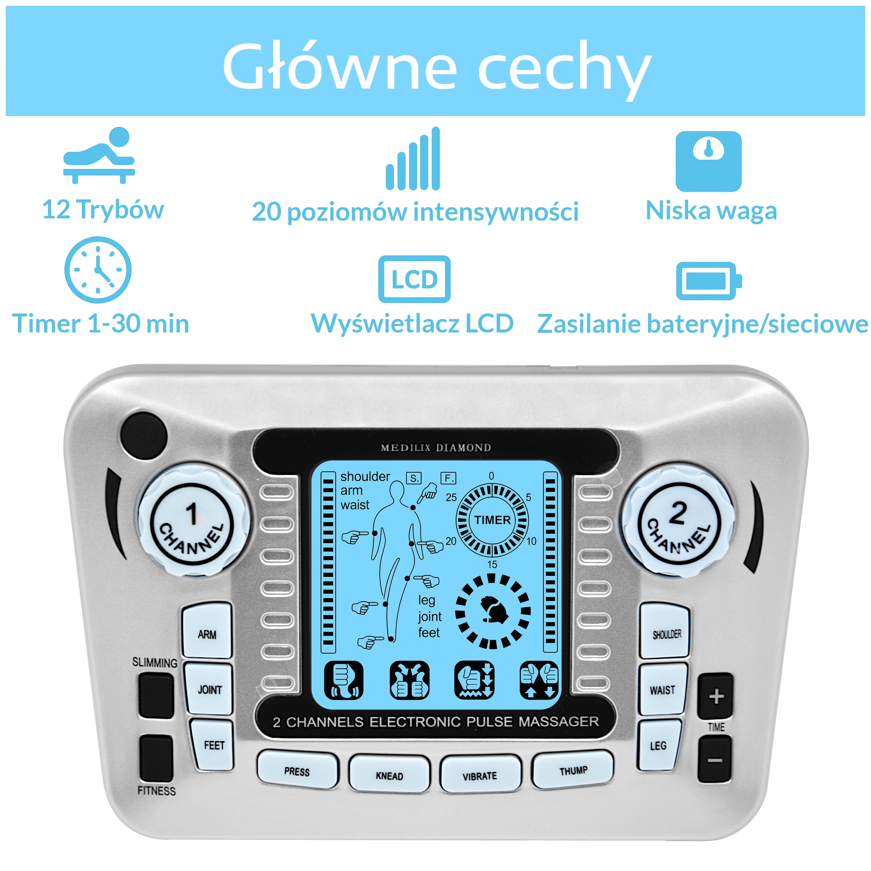 Elektrostymulator mięśni XXL szary AS979