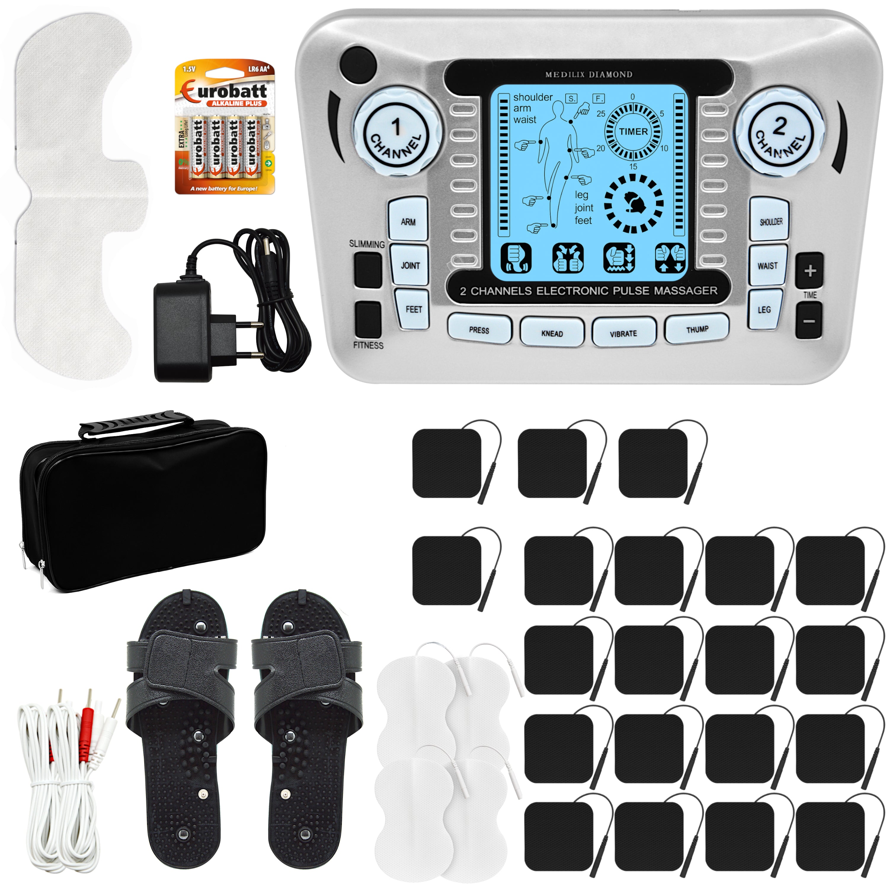 Elektrostymulator mięśni szary AS979 25 Elektrod XXL