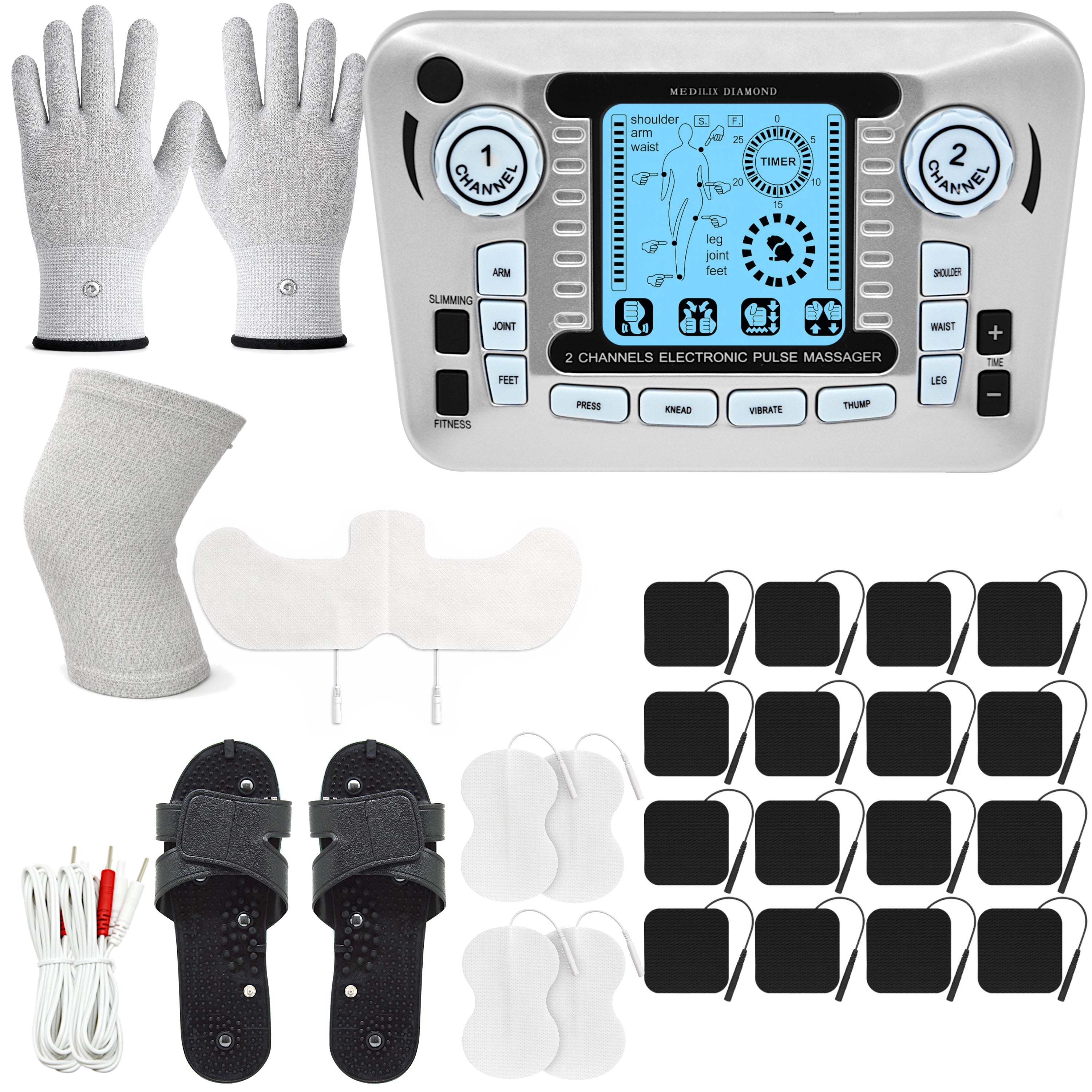 Elektrostymulator mięśni szary AS979 21 elektrodd Rękawiczki Opaska