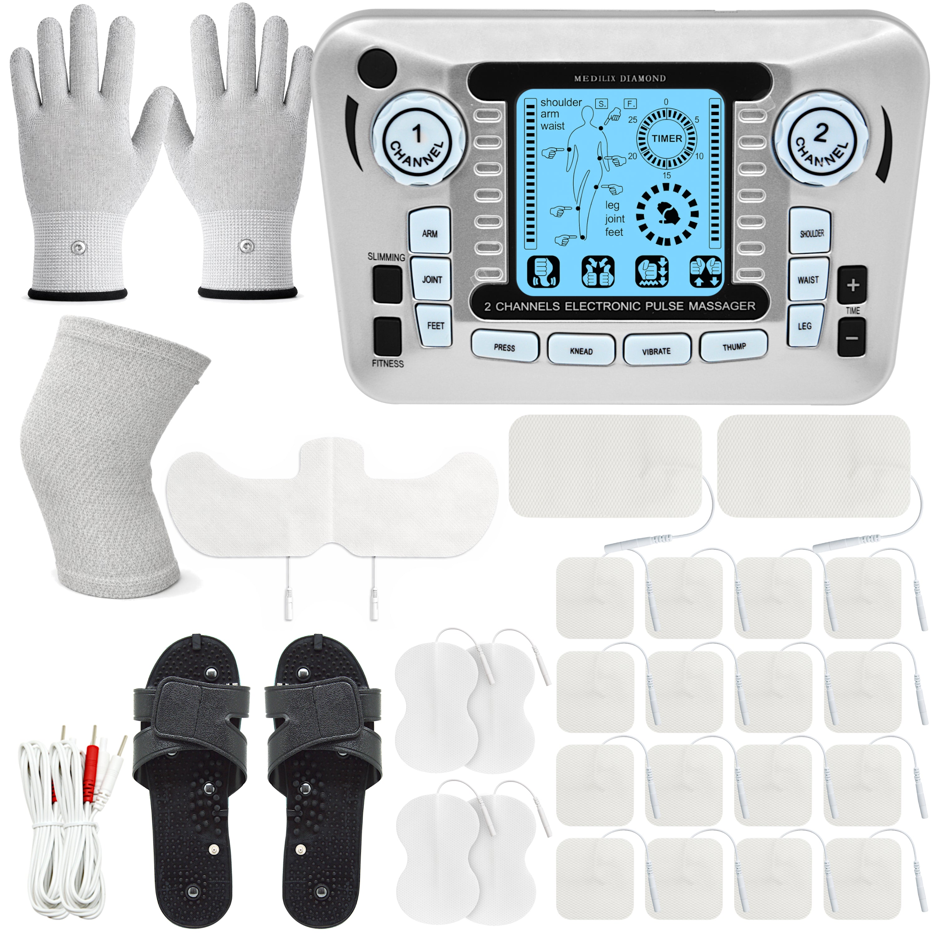 Elektrostymulator mięśni szary AS979 23 elektrody Rękawiczki Opaska