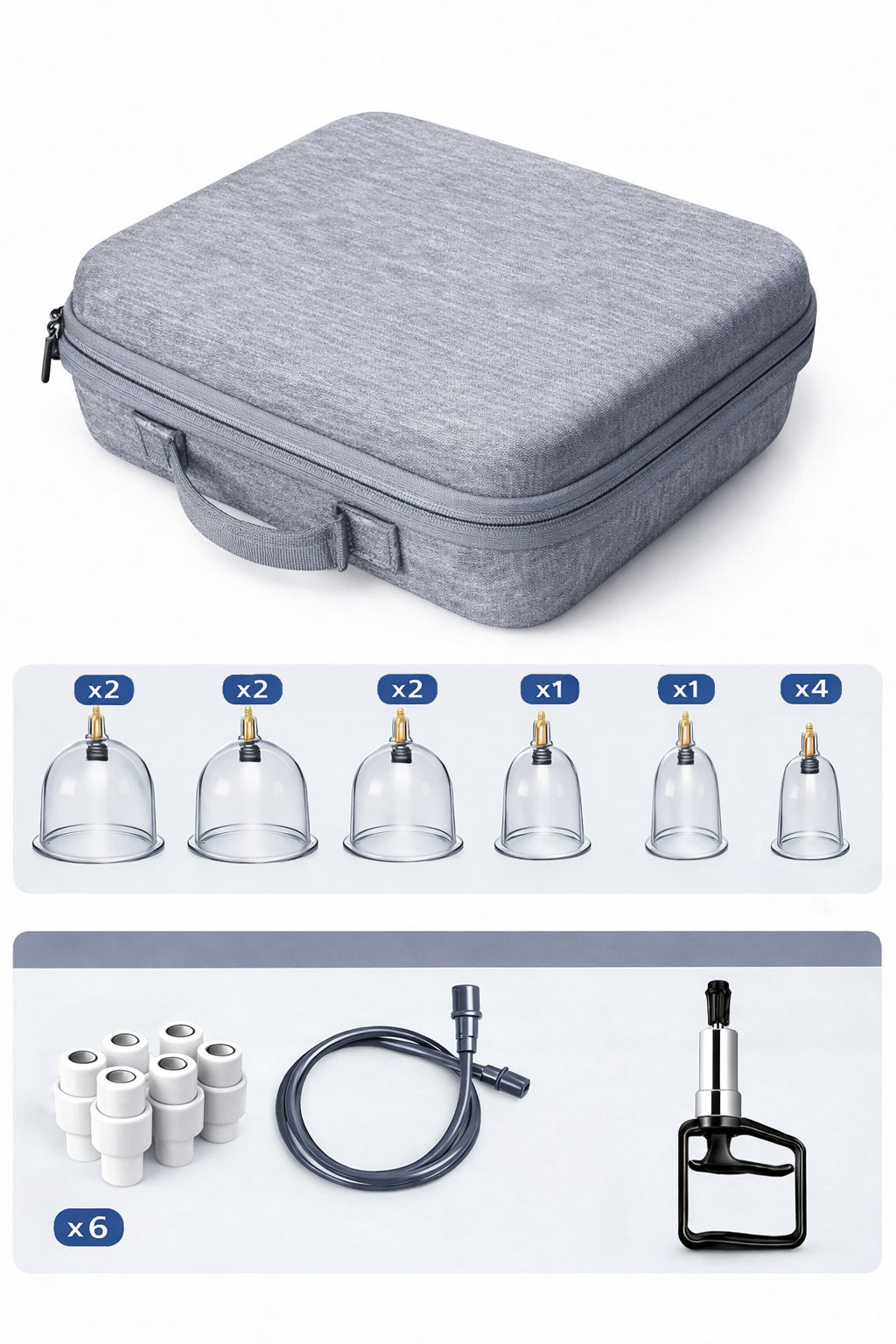 Bańki chińskie bezogniowe próżniowe do masażu - Zestaw 12 sztuk z pompką w etui