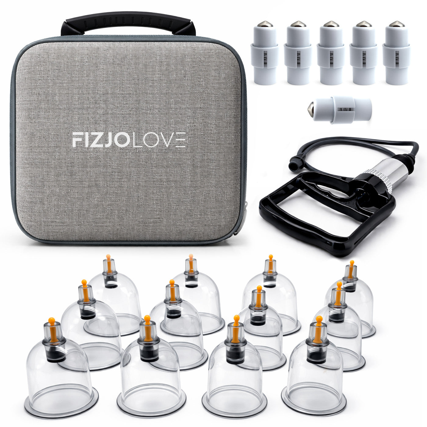 Bańki chińskie bezogniowe próżniowe do masażu - Zestaw 12 sztuk z pompką w etui