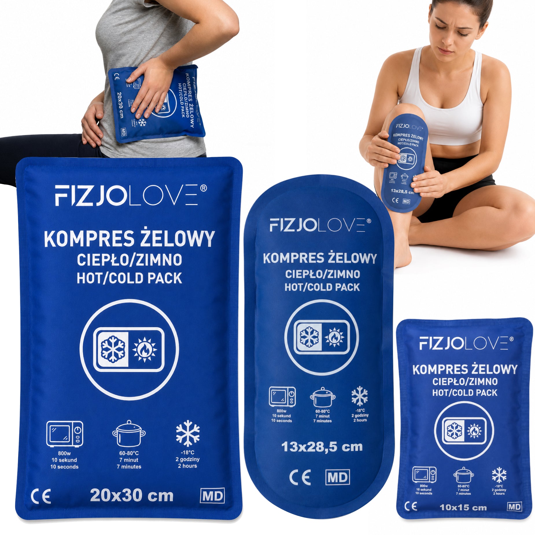 KOMPRES ŻELOWY CIEPŁO ZIMNO Termiczny Okład Rozgrzewający Chłodzący ZESTAW 3 SZTUKI