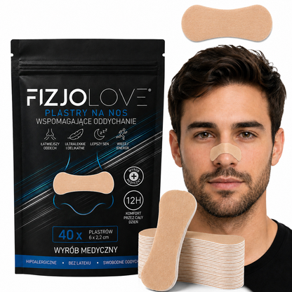 PREMIUM PLASTRY NA NOS FIZJOLOVE - ODDYCHANIE CHRAPANIE SEN TRENING 40 SZT CIELISTE/BEŻ
