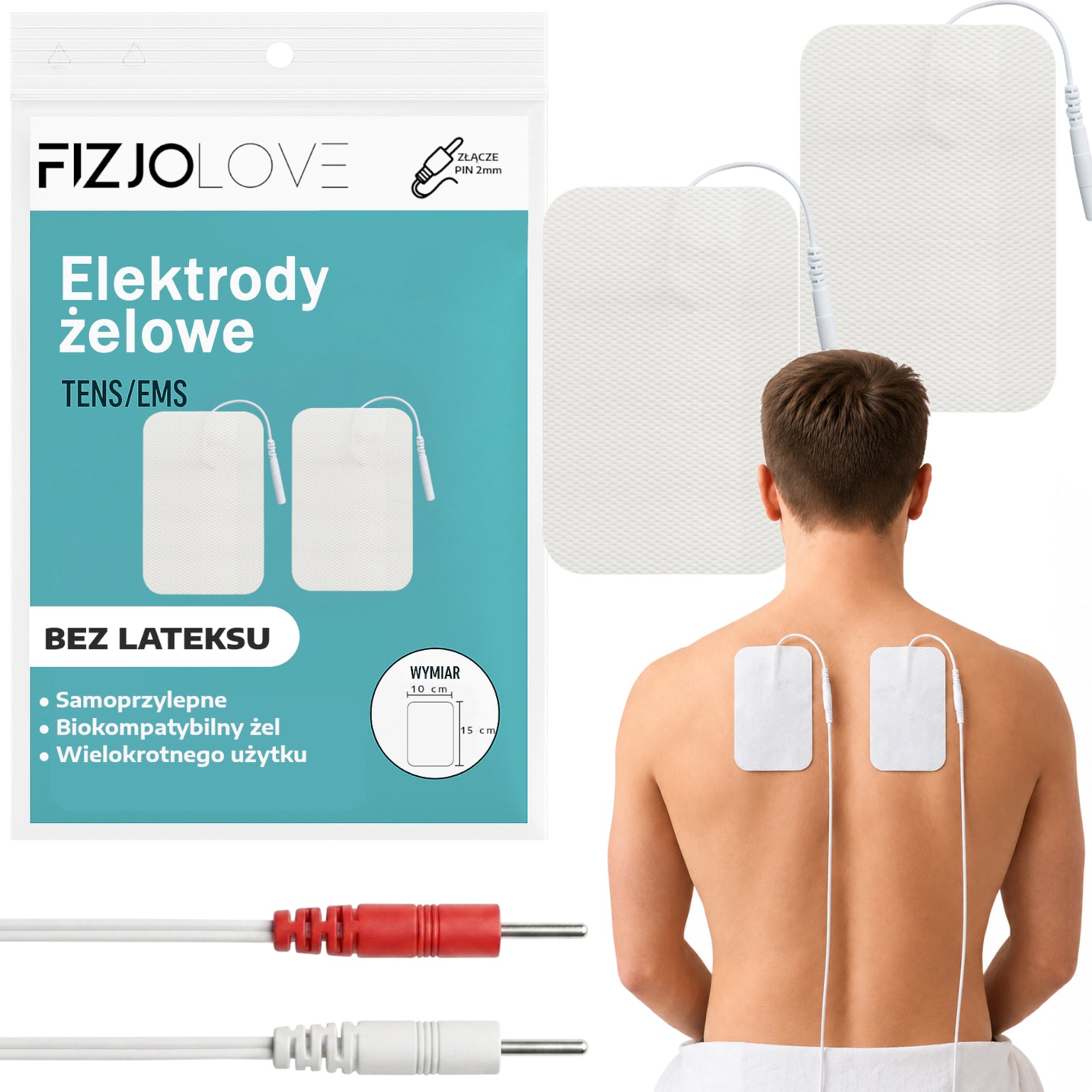 2x ELEKTRODA ŻELOWA ELEKTROSTYMULATOR TENS/EMS ELEKTRODY PARA 10x15 cm