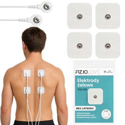 4x ELEKTRODA ŻELOWA ELEKTROSTYMULATOR TENS/EMS ELEKTRODY 2 PARY 5x5 cm SNAP