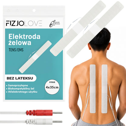 2x ELEKTRODA ŻELOWA ELEKTROSTYMULATOR TENS/EMS ELEKTRODY NA KRĘGOSŁUP PASKI 4x35 CM PARA