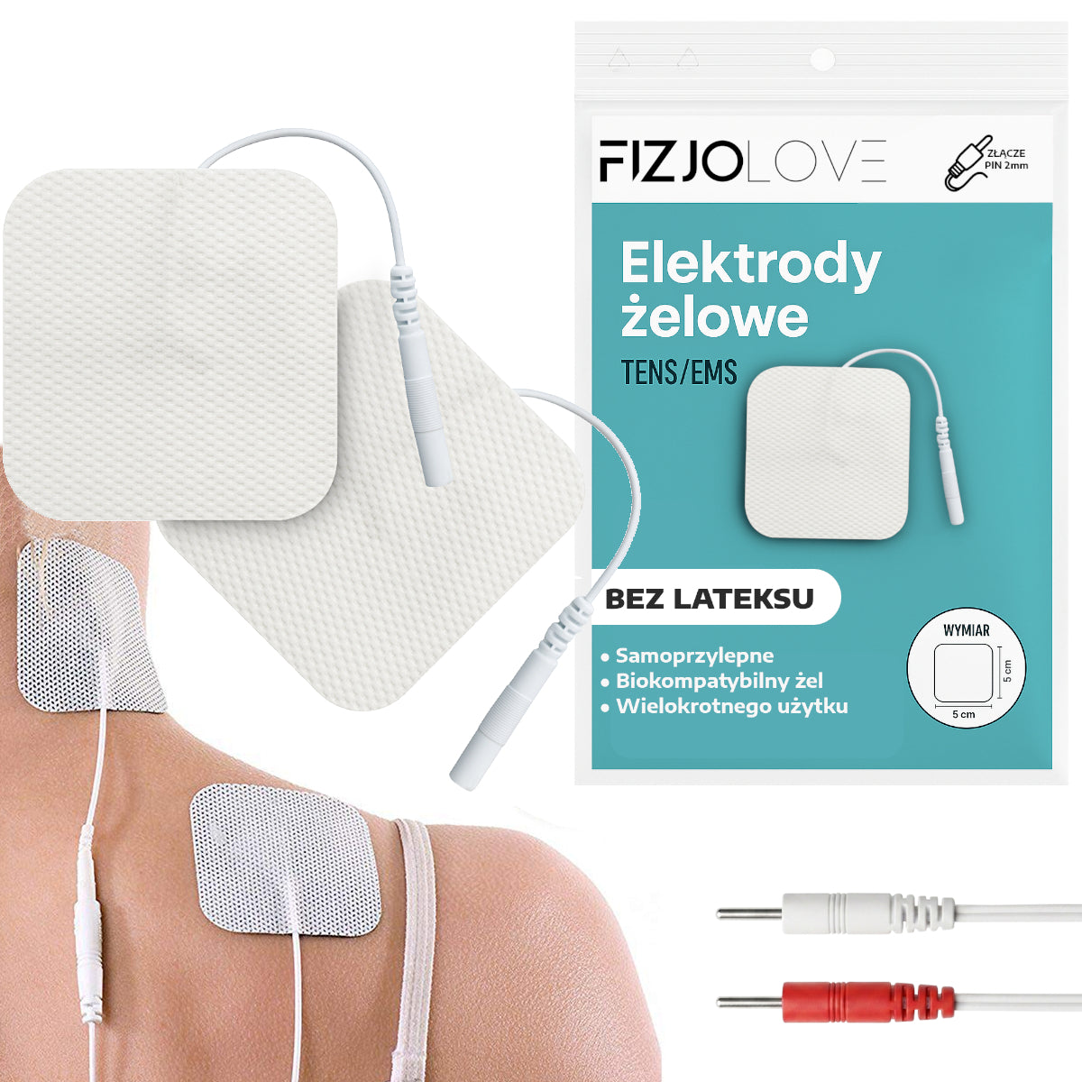 Elektrody żelowe białe 5x5 cm 2 sztuki
