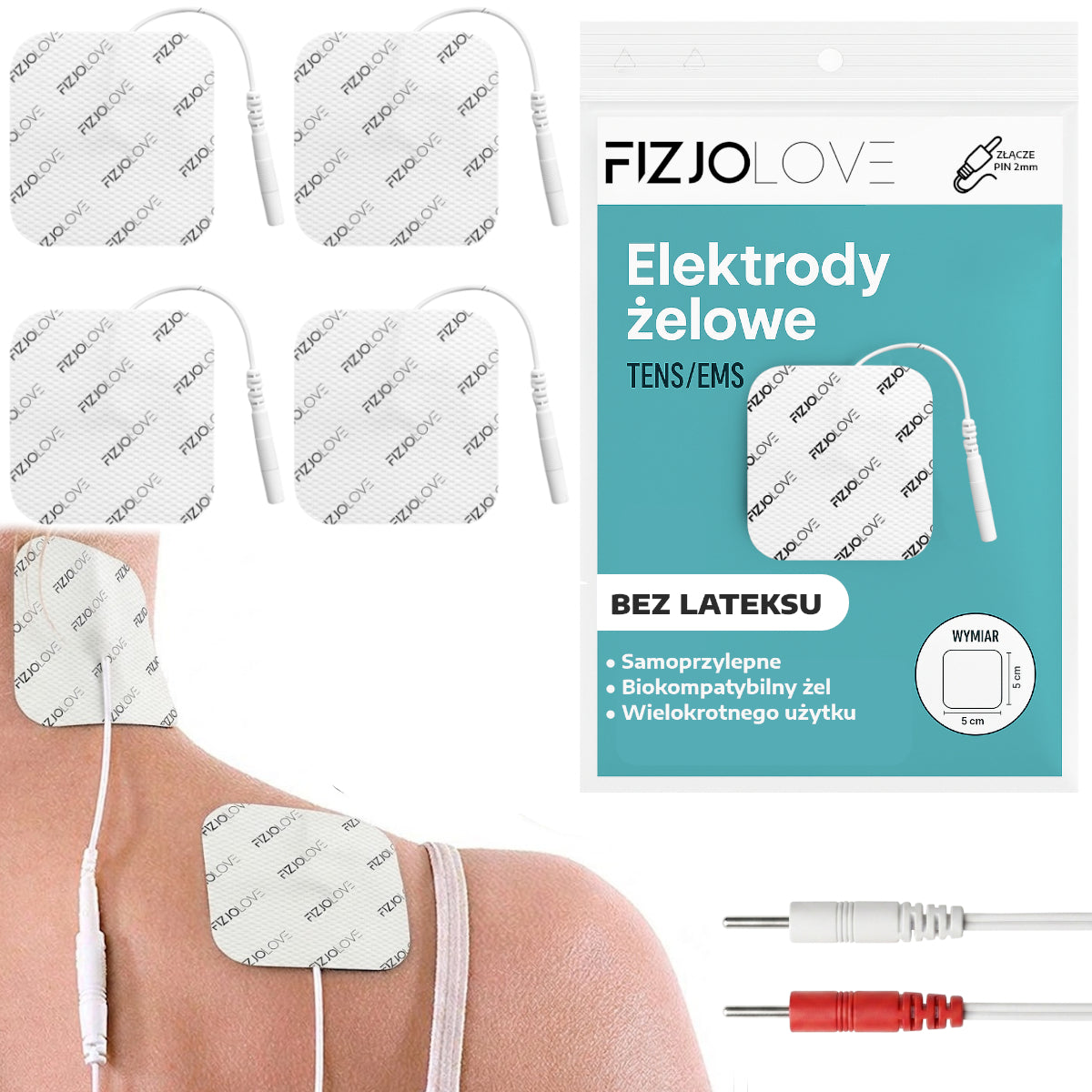 4x ELEKTRODA ŻELOWA ELEKTROSTYMULATOR TENS/EMS ELEKTRODY 2 PARY 5x5 cm