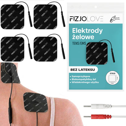 4x ELEKTRODA ŻELOWA ELEKTROSTYMULATOR TENS/EMS ELEKTRODY CZARNE 5x5 cm 2 pary