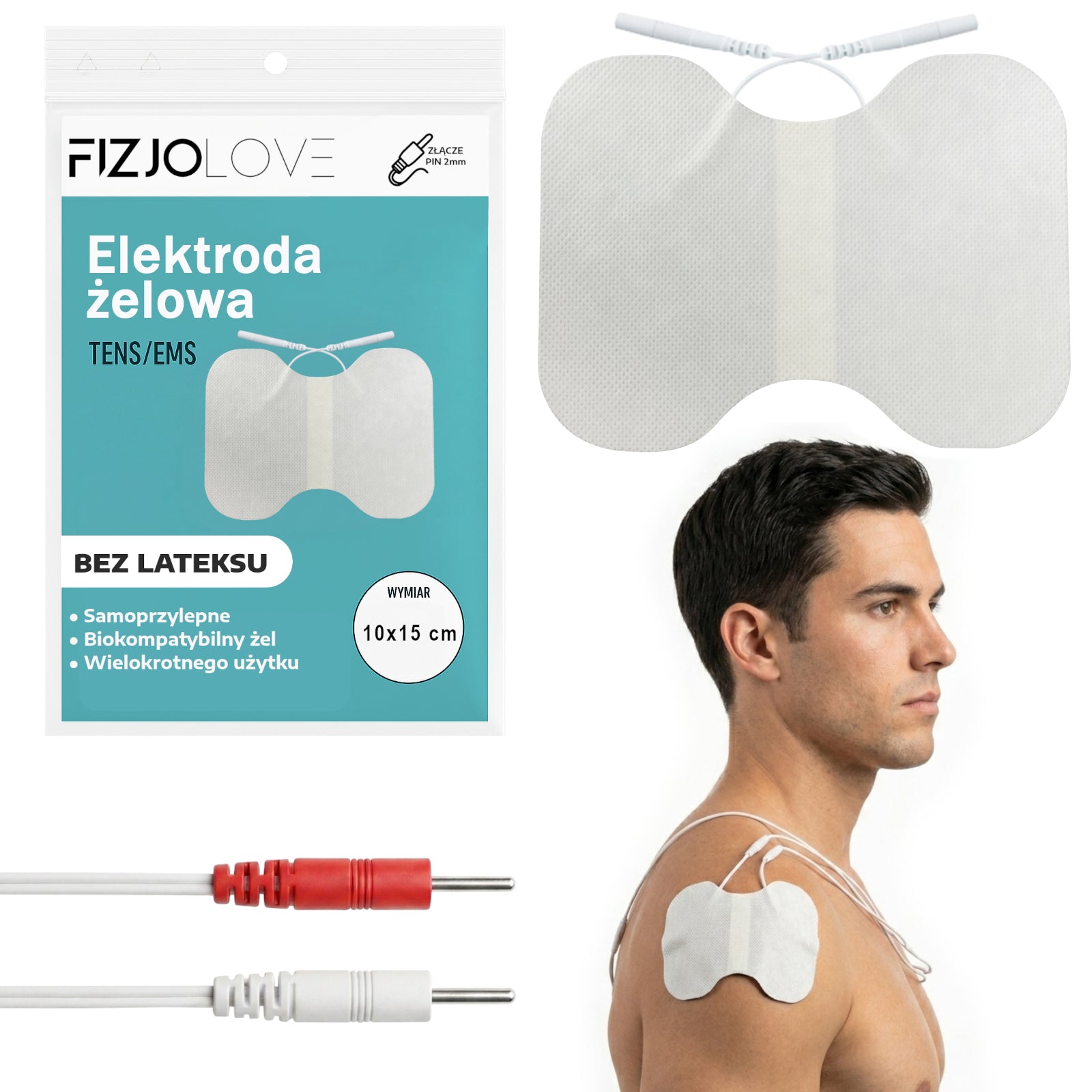 DUŻA ELEKTRODA ŻELOWA ELEKTROSTYMULATOR TENS/EMS ELEKTRODY 10x15 CM MOTYLEK