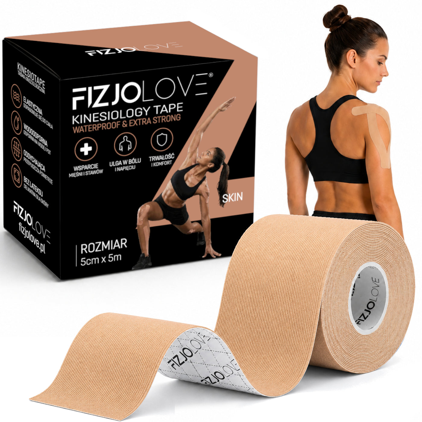 TAŚMA KINEZJOLOGICZNA DO TAPINGU TEJP KINESIO HIPOALERGICZNA WODOODPORNA