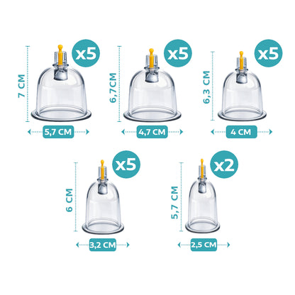 Bańki chińskie bezogniowe próżniowe do masażu - Zestaw 22 sztuki z pompką w etui
