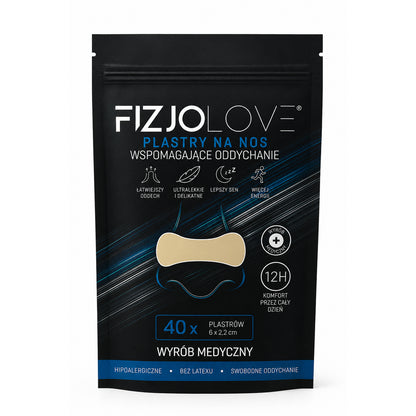 PREMIUM PLASTRY NA NOS FIZJOLOVE - ODDYCHANIE CHRAPANIE SEN TRENING 40 SZT CIELISTE/BEŻ