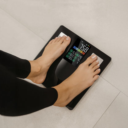 Elektroniczna waga łazienkowa analityczna LITE bluetooth pomiar tkanki BMI Czarna