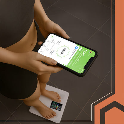 Elektroniczna waga łazienkowa analityczna LITE bluetooth pomiar tkanki BMI Biała